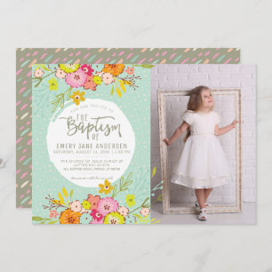 INVITATION PHOTO DE LDS BAPTISM Fille brillante m