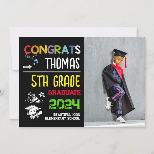 Invitation Photo de l'école primaire de 5e année (Devant)