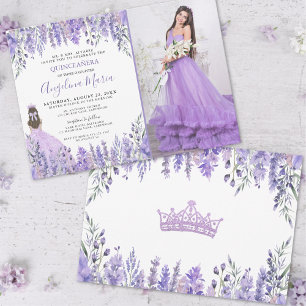 Invitation Photo de lilas violet pour Quinceañera florale