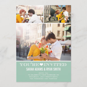 Invitation photo de l'Mariage Cute Heart Mint
