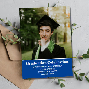 Invitation Photo de l'obtention du diplôme Blue White College