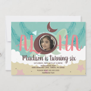 Invitation Photo de Luau de noix de coco Fête d'anniversaire 