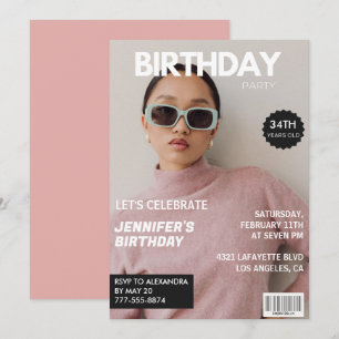 Invitation Photo de magazine de luxe élégant 34e anniversaire