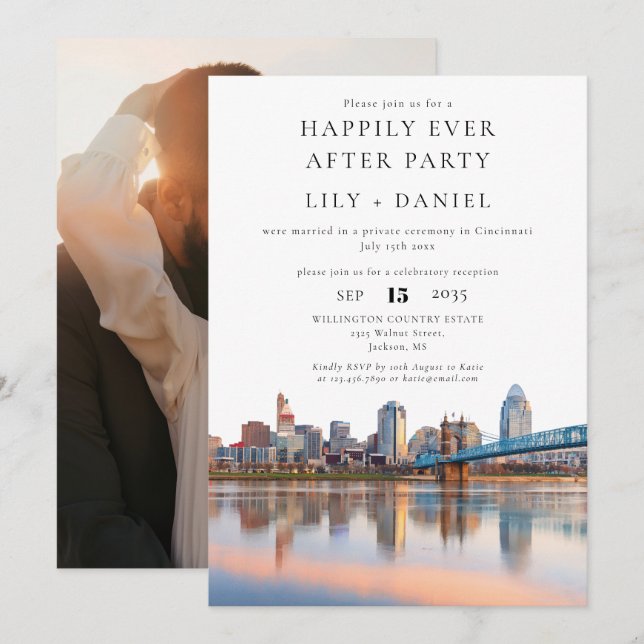 Invitation Photo de mariage à Cincinnati pour un bonheur éter (Devant / Derrière)