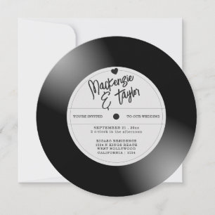 Invitation Photo de mariage avec disque vinyle rétro