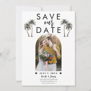 Invitation Photo de mariage avec palmier tropical "Save the D