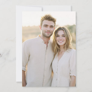 Invitation Photo de mariage beige serein