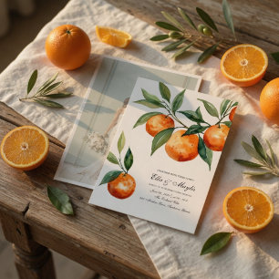 Invitation Photo de mariage Citrus   Orange Méditerranéen