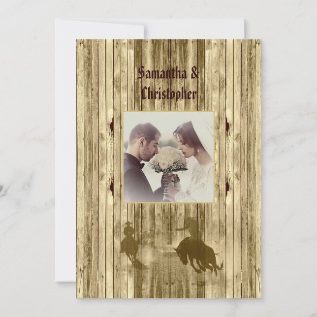 Invitation photo de mariage de cowboy rustique (Dos)