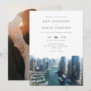 Invitation Photo de mariage de destination sur la skyline de