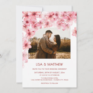 Invitation Photo de mariage de fleurs de cerisier fanées