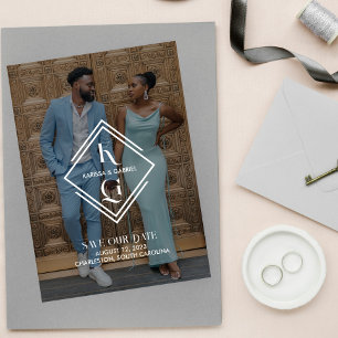 Invitation Photo de mariage élégant avec logo pour Save The D