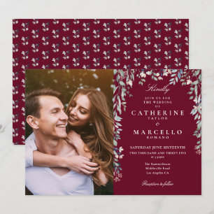 Invitation Photo de mariage en cascade de fleurs de Bourgogne