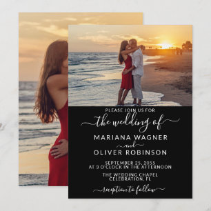 Invitation Photo de mariage en noir et blanc
