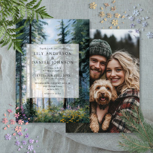 Invitation Photo de mariage floral fleuri sauvage de forêt ru