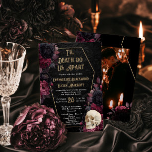 Invitation Photo de mariage gothique Gold Til Death Do Us Par