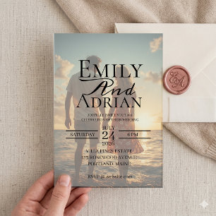 Invitation Photo de mariage minimaliste de destination de pla