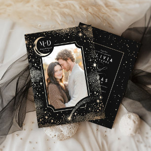 Invitation Photo de mariage romantique céleste sous une nuit 