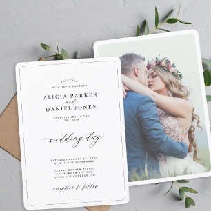 Invitation Photo de mariage simple élégant noir et blanc