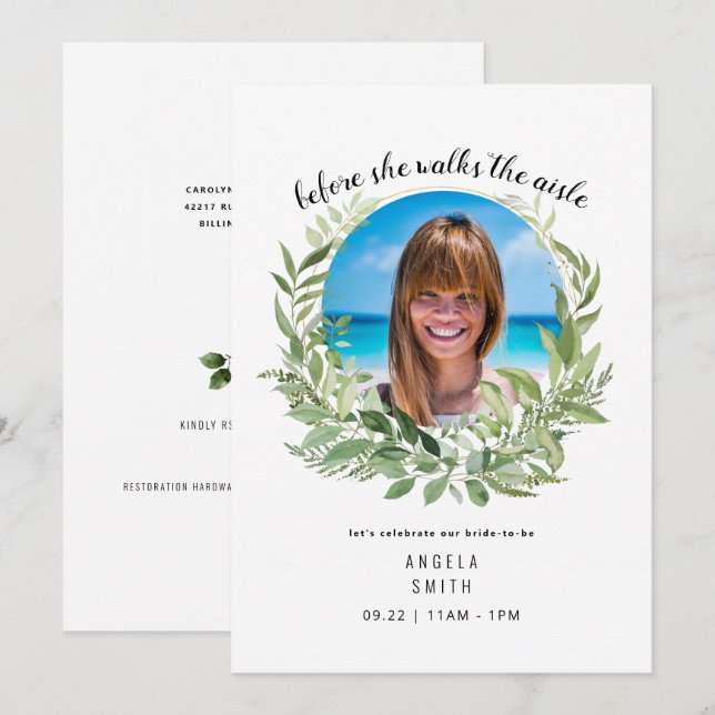Invitation Photo de mariée avant qu'elle marche Fête des mari (Devant / Derrière)
