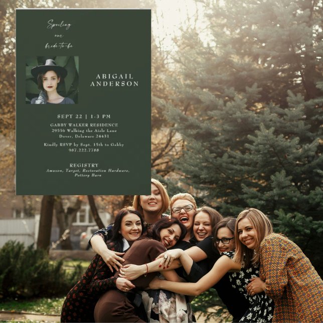 Invitation Photo de mariée verte Spoiling our Bride-to-be Dou (Créateur téléchargé)