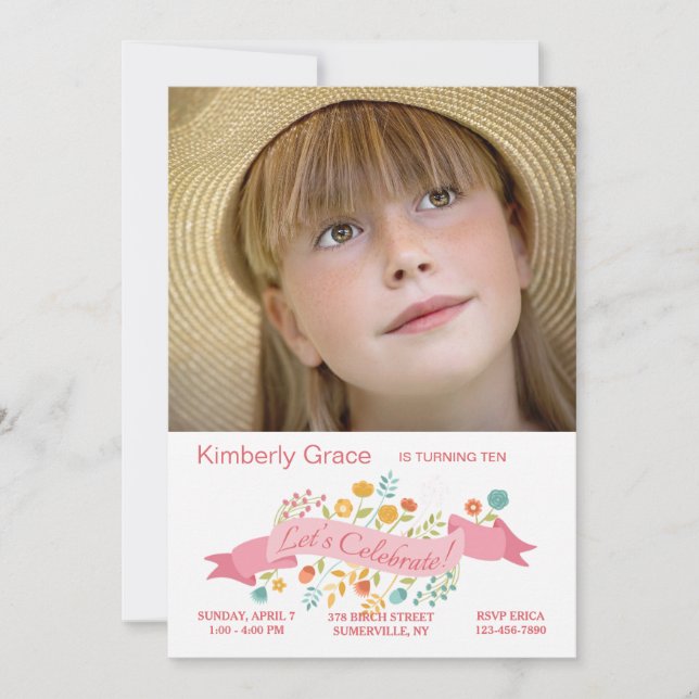 Invitation photo de minuscules fleurs (Devant)