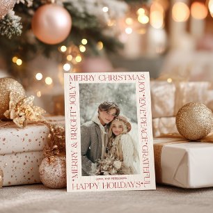 Invitation Photo de mots de Noël élégants et modernes en roug