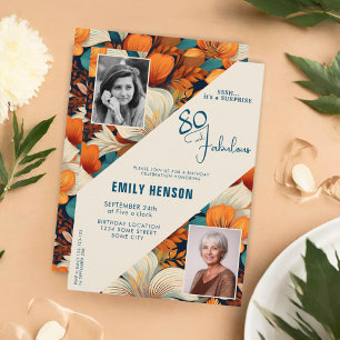 Invitation Photo de naissance avec motif floral 80 et fabuleu
