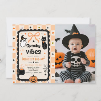 Invitation Photo de naissance d'Halloween avec des vibrations