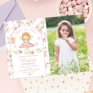 Invitation Photo de naissance Jardin Magique Fée Enchantée