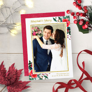 Invitation Photo de Noël de vacances mariés et joyeux
