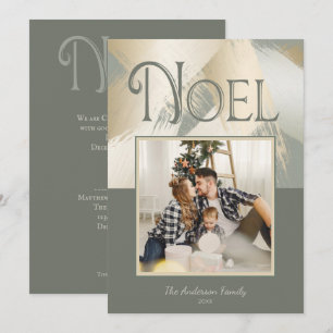 Invitation Photo de Noël Gold Strots moderne Diner Party