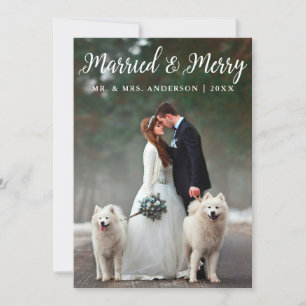 Invitation Photo de Noël Marié & Joyeux Mariage L