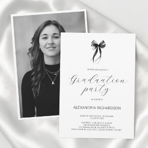 Invitation Photo de nœud papillon élégant noir et blanc pour