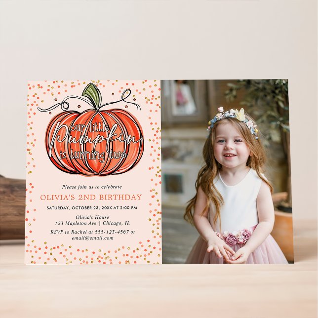 Invitation Photo de notre petit citrouille d'automne qui fête (Créateur téléchargé)