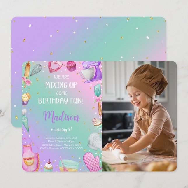 Invitation photo de pâtisserie (Devant / Derrière)