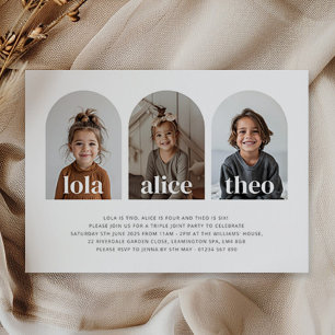 Invitation Photo de paysage conjoint à trois noms pour un ann