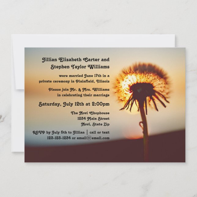 Invitation Photo de pissenlit - Annonce de mariage (Devant)