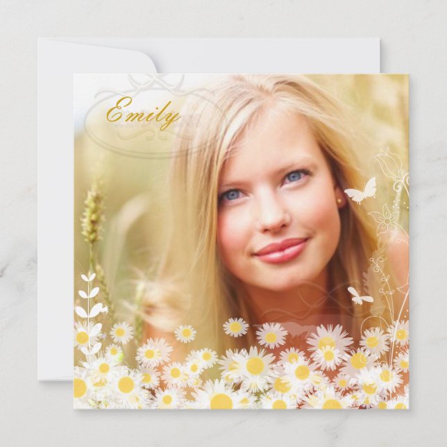 Invitation Photo de PixDezines Graduation| Puissance des fleu (Devant)