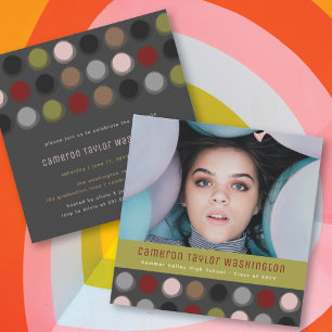 Invitation Photo de points colorés et flous rétro pour une fê