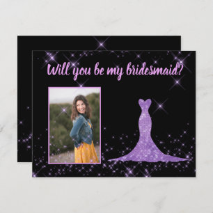 Invitation Photo de proposition de la Bridesmaid avec bordure