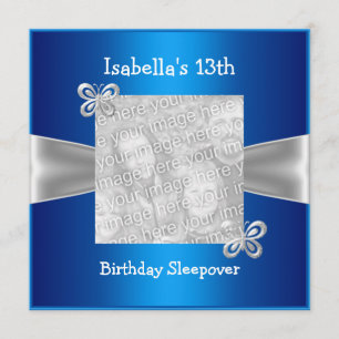 Invitation Photo de pyjama papillon 13 ans bleu