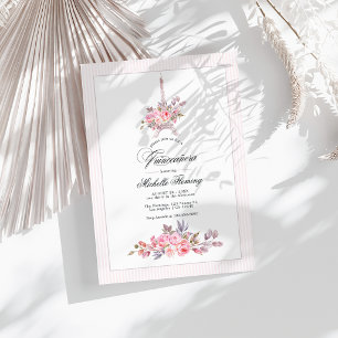 Invitation Photo de Quinceañera Florale Rose Parisienne