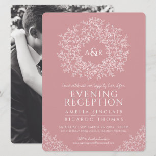 Invitation Photo de réception de mariage au monogramme de feu