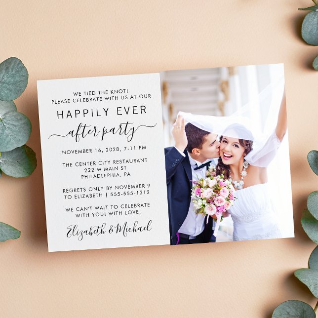 Invitation Photo de réception de mariage "Jour de bonheur éte (An chic Happily Ever After Party invitation for your wedding celebration)