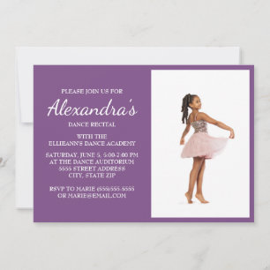 Invitation photo de récital de danse violet / viol