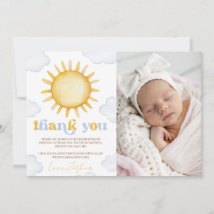 Invitation Photo de remerciement d'anniversaire Sunshine