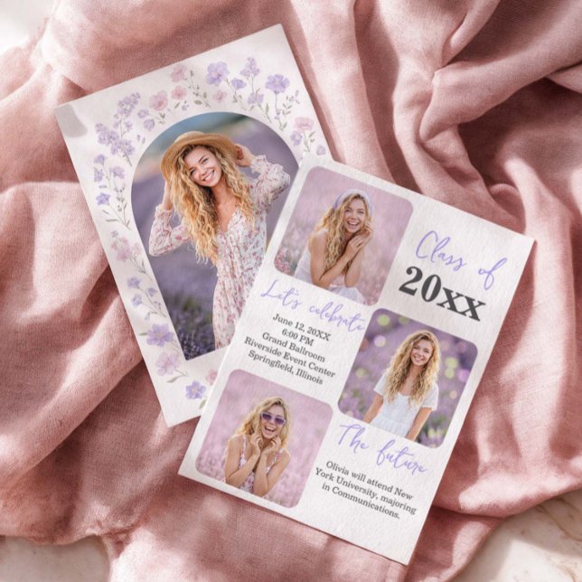 Invitation photo de remise de diplôme avec des fle (Créateur téléchargé)