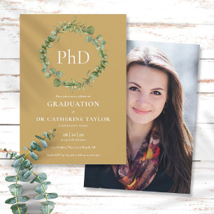 Invitation Photo de remise de diplôme de doctorat avec guirla