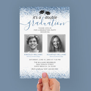 Invitation Photo de remise de diplôme élégante en bleu